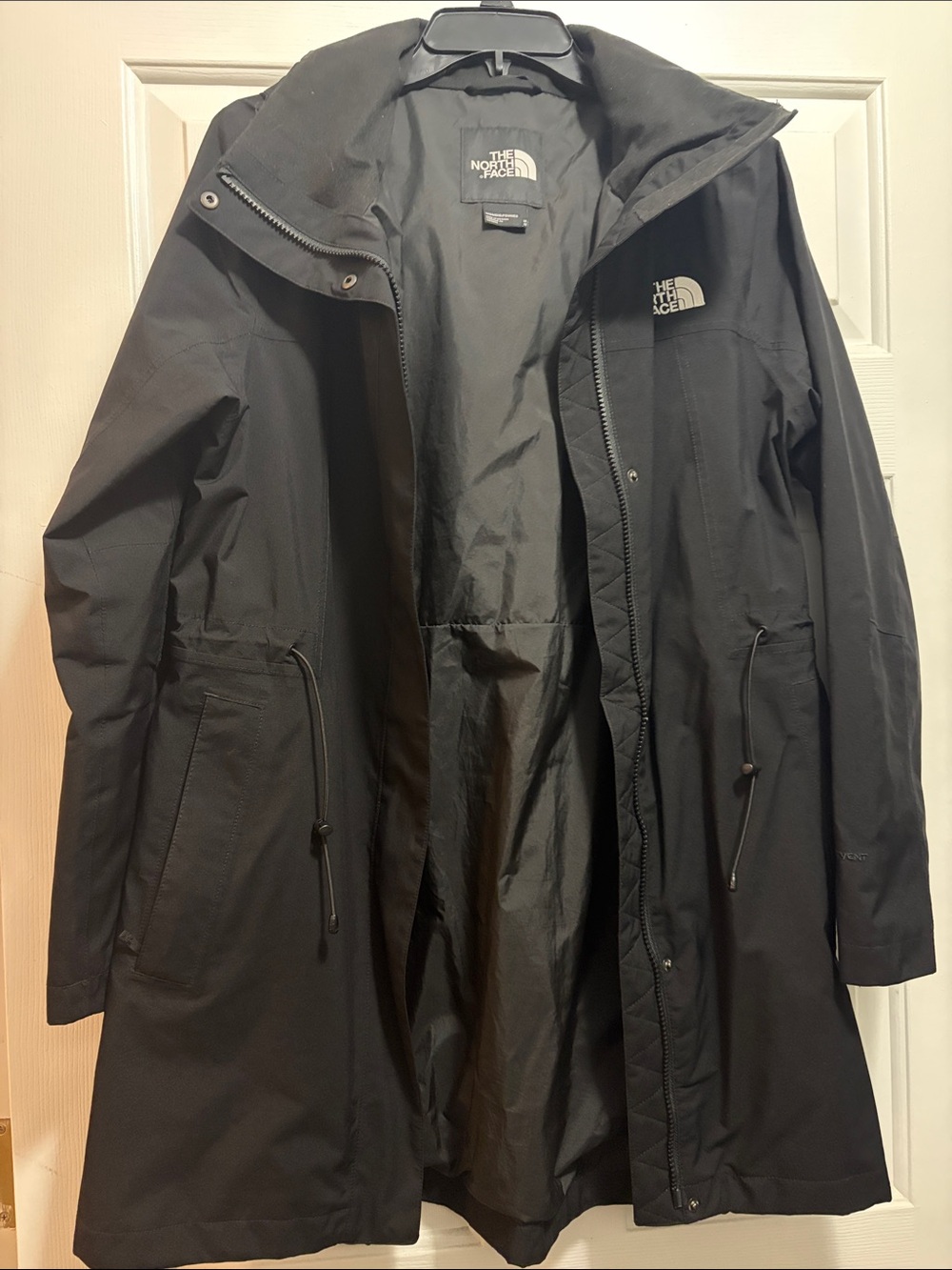 The North Face Black Womens Long Raincoat with Hood